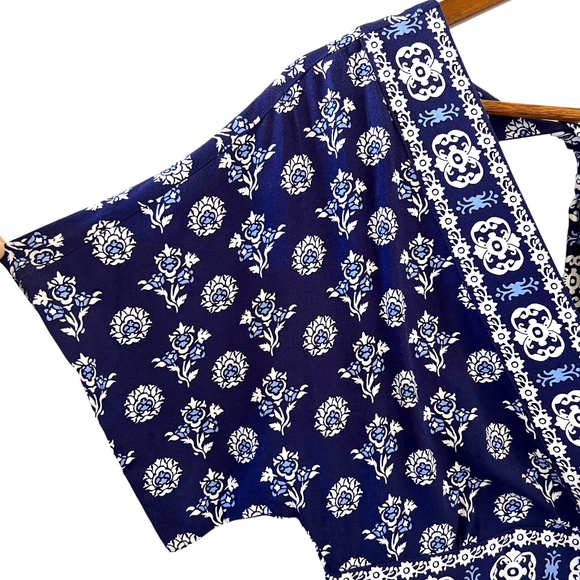 Garnet Hill Navy Blue Floral Print Maxi Dress Size 6 - Picture 4 of 16